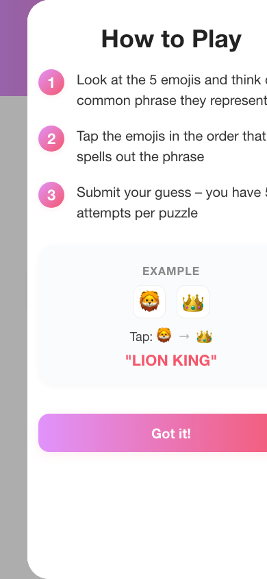 Picto home screen introducing the daily emoji puzzle